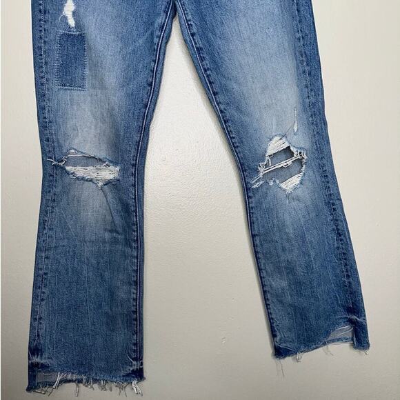 Mother Superior The Insider Crop Step Fray Kick Flare Jeans Distressed Size 27 - Picture 5 of 7